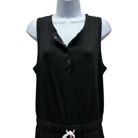 None and/or Unknown Pants - New! Women’s Sz Med Black Sleeveless Romper w/Elastic Waist & Snap Closure, V572
